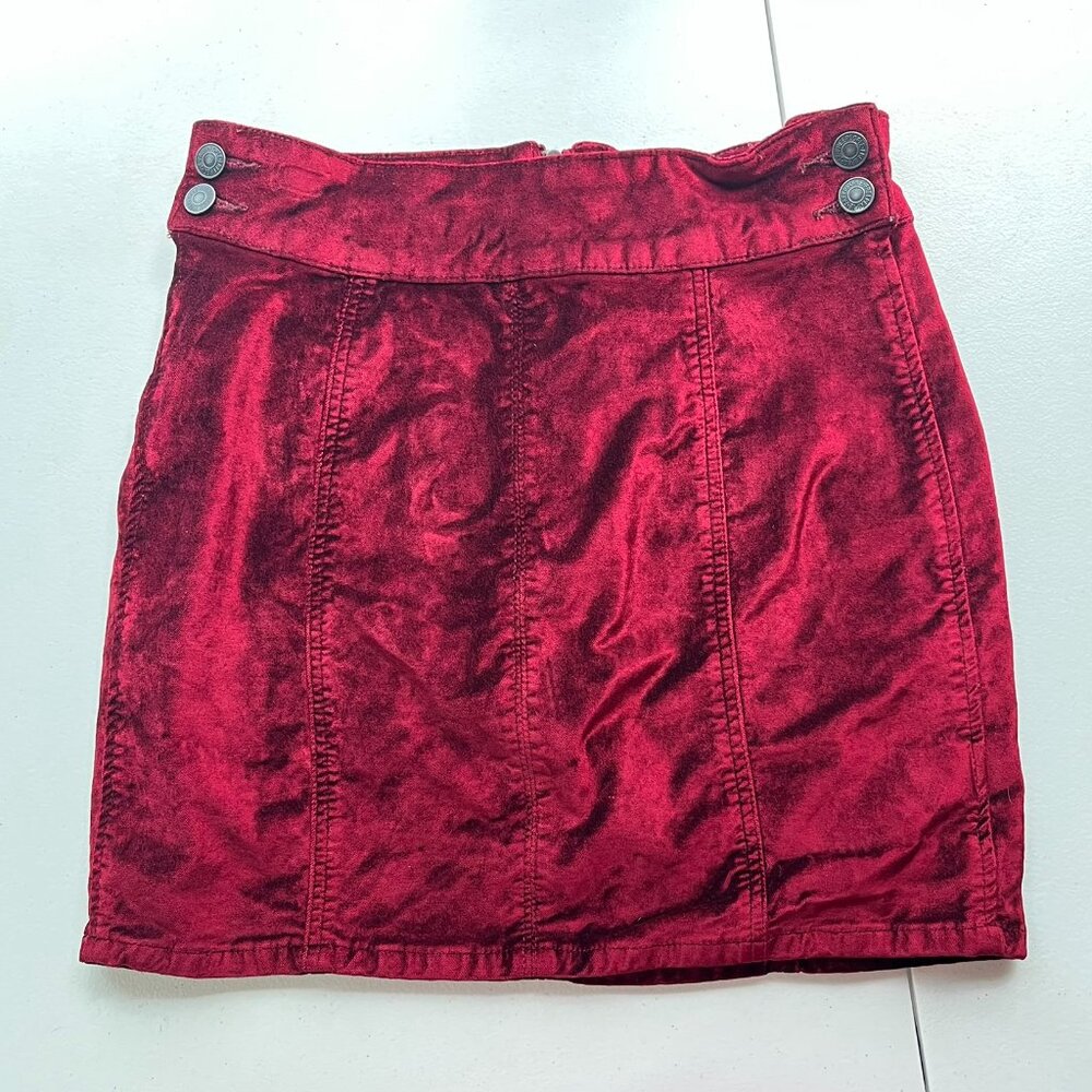 Free People Retro Velvet Mini Skirt, Back Zipper, Holiday Party Feminine,Size 27